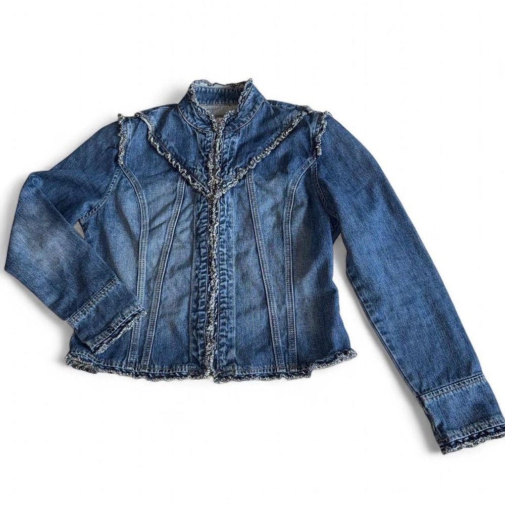 Y2K Rave denim shirt / jacket with ruffle detailing